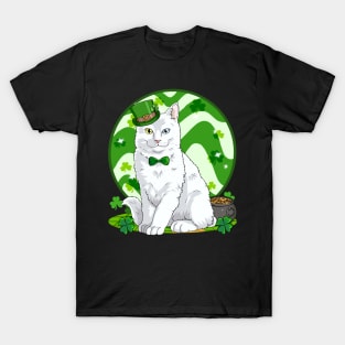 Turkish Angora Cat St. Patricks Day Irish Leprechaun T-Shirt